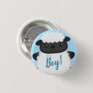 Sheep Baby Shower Farm Blue Boy 3 Cm Round Badge