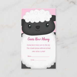 Sheep Baby Shower Farm Pink Girl Enclosure Card