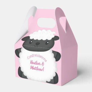 Sheep Baby Shower Farm Pink Girl Favour Box