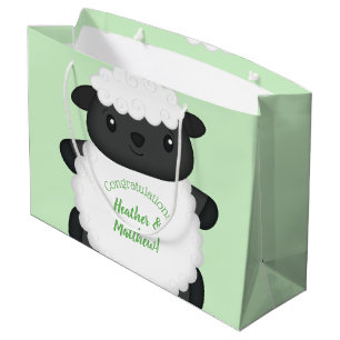 Sheep Baby Shower Green Large Gift Bag