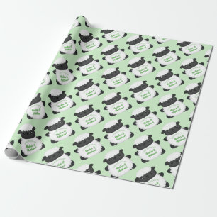 Sheep Baby Shower Green Wrapping Paper