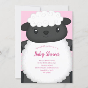 Sheep Baby Shower Pink Invitation