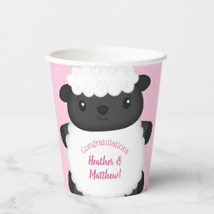 Sheep Baby Shower Pink Paper Cups