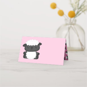 Sheep Baby Shower Pink Place Card