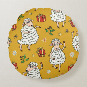 sheep background vintage round cushion