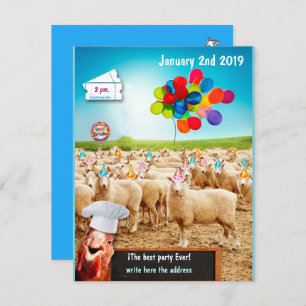 sheep birthday invitation