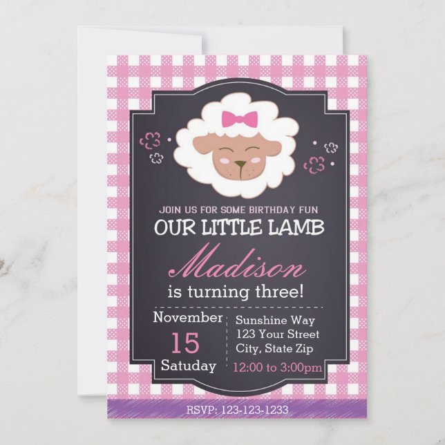 Sheep Birthday Invitation (Front)