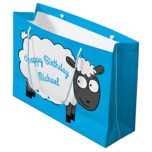 Sheep Birthday Party Cute Cartoon Kids Large Gift Bag