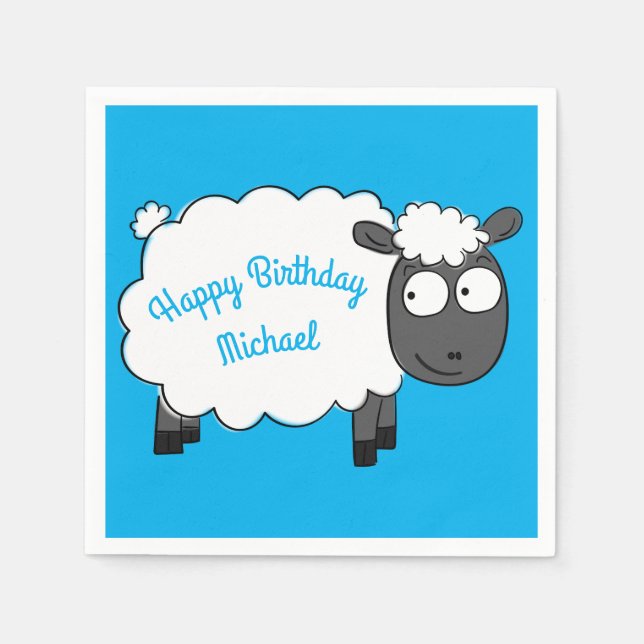 Sheep Birthday Party Cute Cartoon  Napkin (Front)