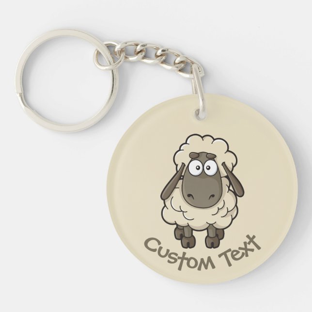 Sheep Cartoon Beige Keychain (Front)