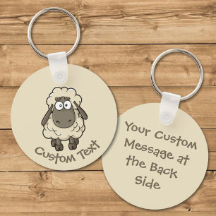 Sheep Cartoon Beige Keychain