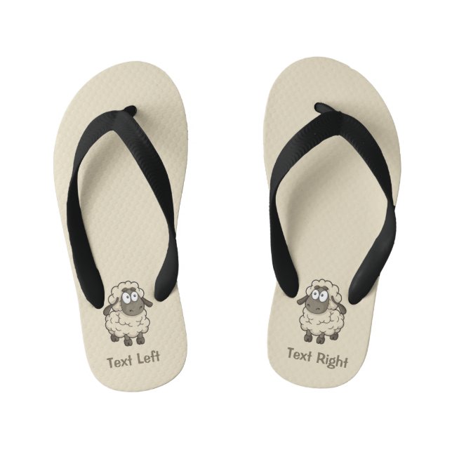 Sheep Cartoon Beige Kid's Jandals (Footbed)