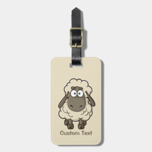 Sheep Cartoon Beige Luggage Tag