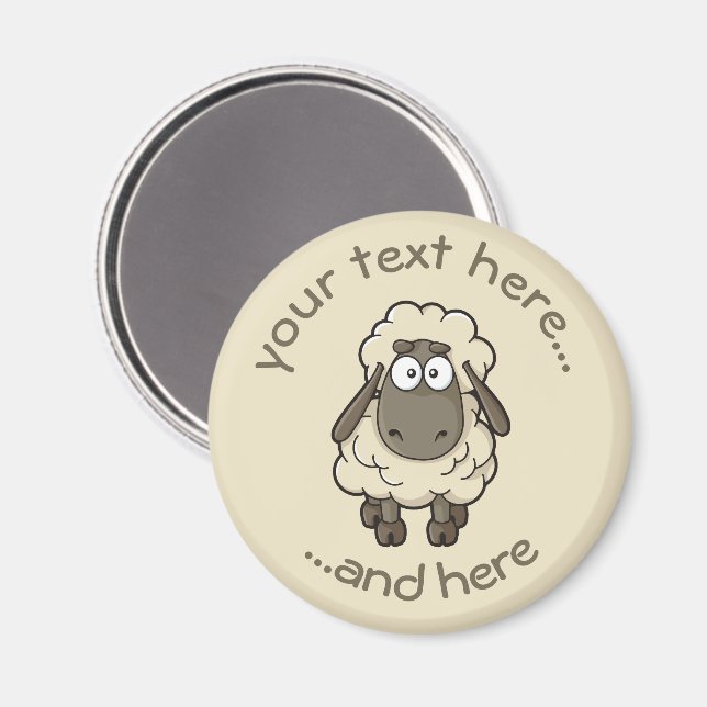 Sheep Cartoon Beige Magnet (Front/Back)