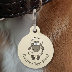 Sheep Cartoon Beige Pet Tag