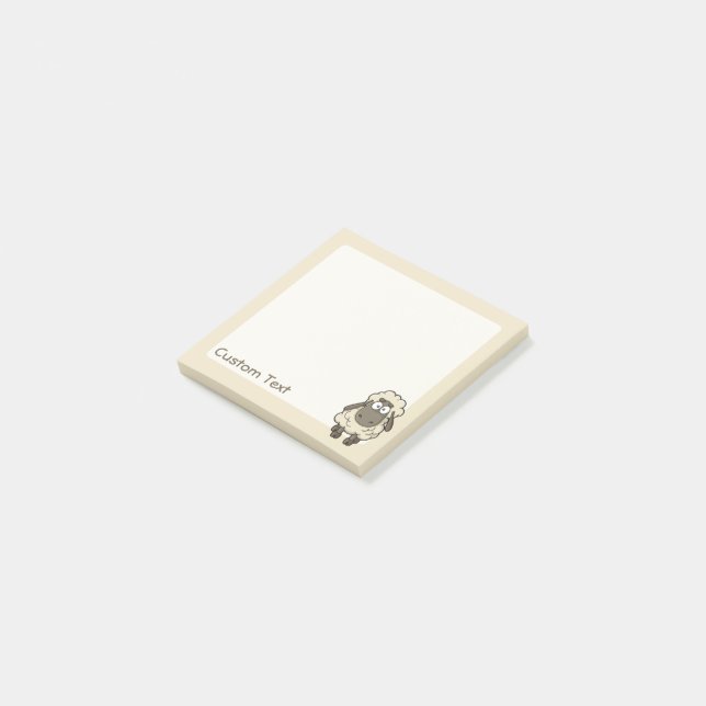 Sheep Cartoon Beige Post-it Notes (Angled)