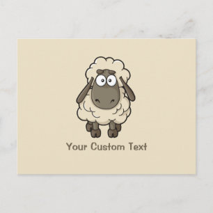 Sheep Cartoon Beige Postcard