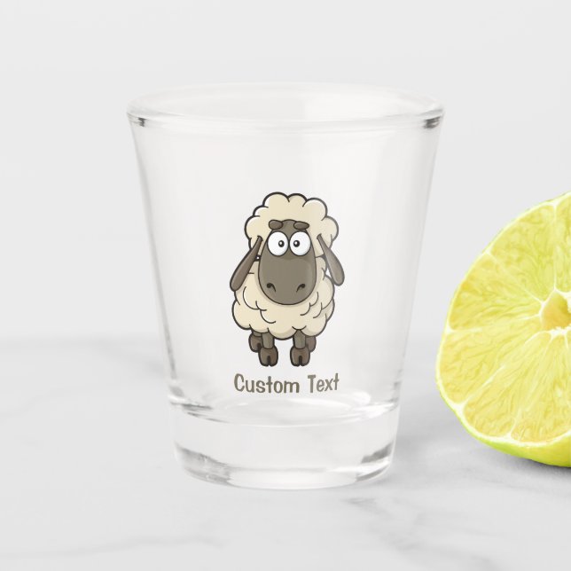 Sheep Cartoon Beige Shot Glass (Front)
