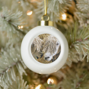 SHEEP CERAMIC BALL CHRISTMAS ORNAMENT