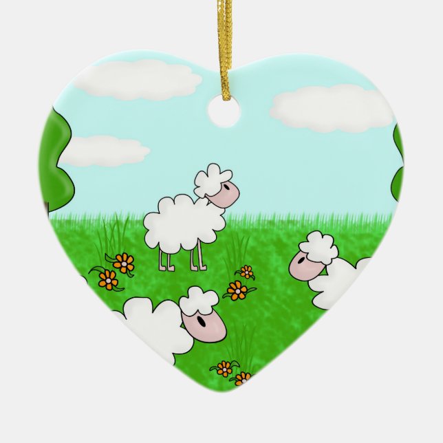 Sheep Ceramic Tree Decoration (Front)