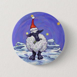Sheep Christmas 6 Cm Round Badge