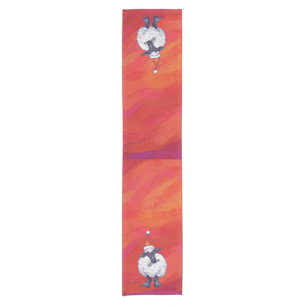 Sheep Christmas On Red Short Table Runner
