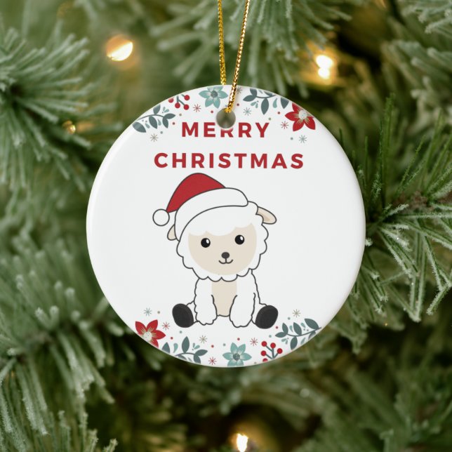 Sheep Christmas Sheep Winter Animals Ceramic Ornam Ceramic Tree Decoration (Tree)