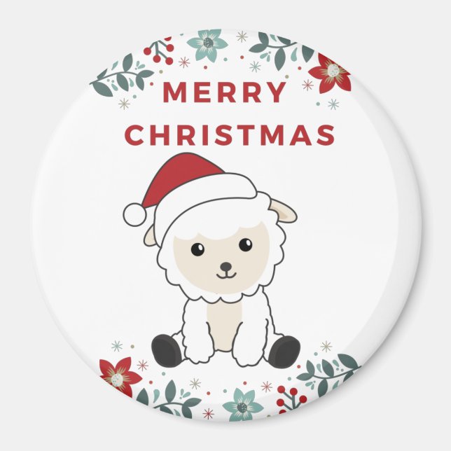 Sheep Christmas Sheep Winter Animals Magnet (Front)