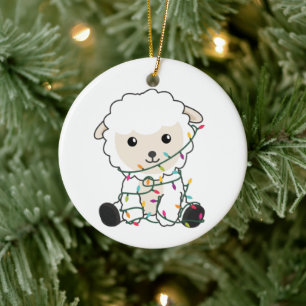 Sheep Christmas Snow Winter Animals Sheeps Ceramic Tree Decoration