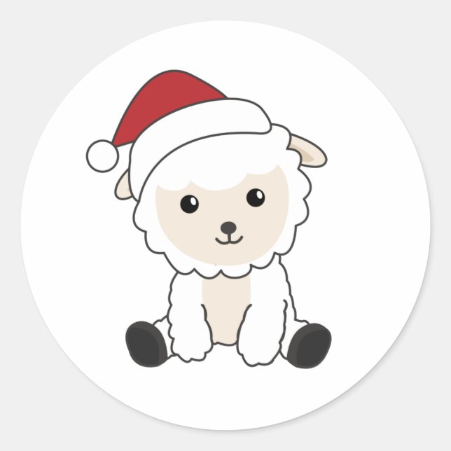 Sheep Christmas Snow Winter Animals Sheeps Classic Round Sticker (Front)