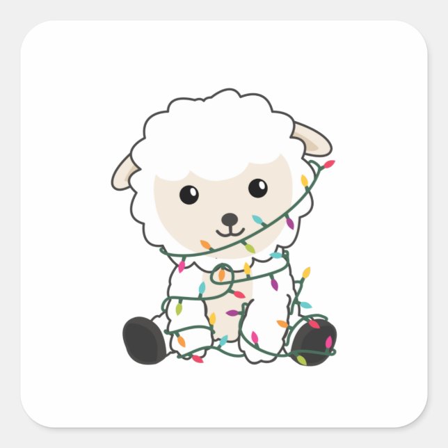 Sheep Christmas Snow Winter Animals Sheeps Square Sticker (Front)