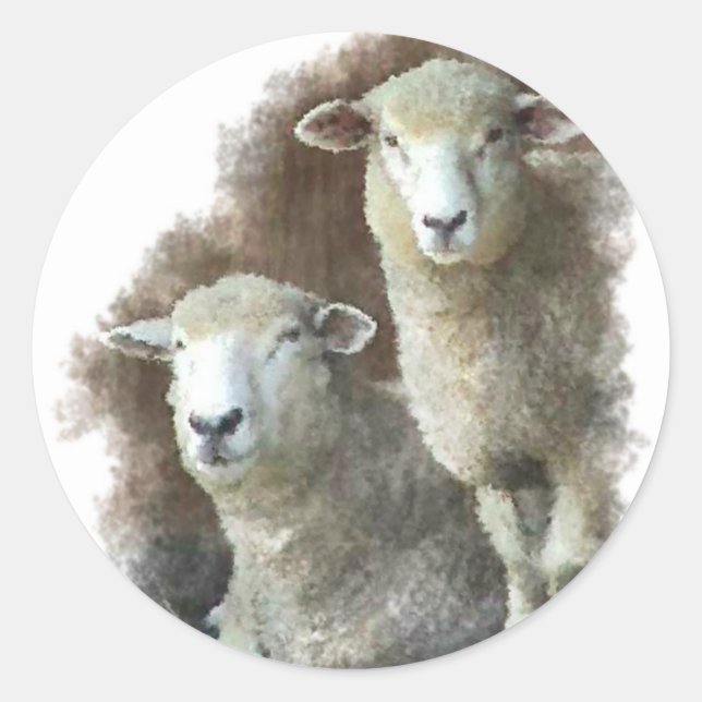 Sheep Classic Round Sticker (Front)