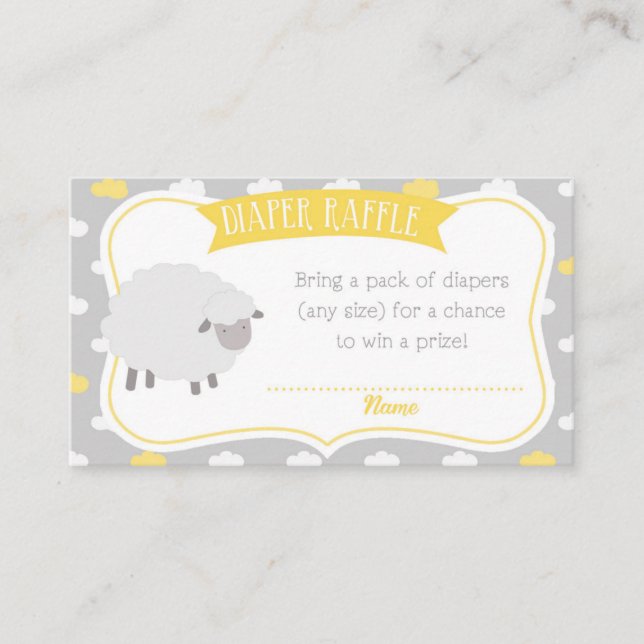 Sheep & Cloud Diaper Raffle Insert Enclosure Card (Front)