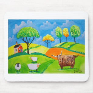 SHEEP COW FOLK PAINTING MOUSE PAD