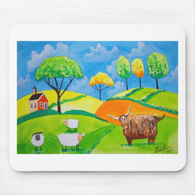 SHEEP COW FOLK PAINTING MOUSE PAD (Front)