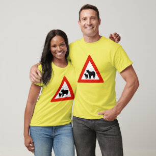 Sheep Crossing, Traffic Sign, Norway T-Shirt