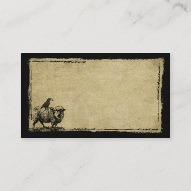 Sheep & Crow Stack- Grunged Prim Biz Cards (Front)