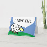 Sheep Design Cartoon with I Love Ewe Pun