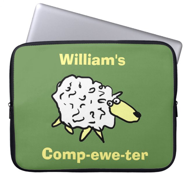 Sheep Design Comp-ewe-ter! Laptop Sleeve (Front)
