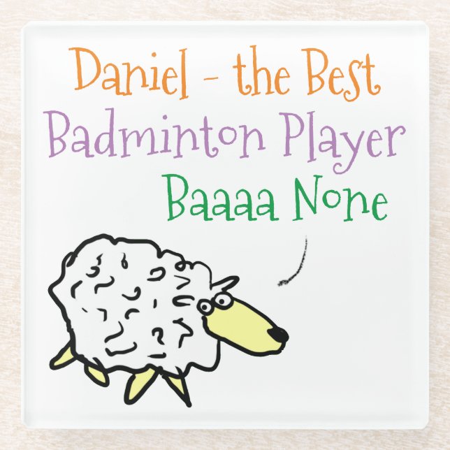 Sheep Design for a Badminton Player Glass Coaster (Front)