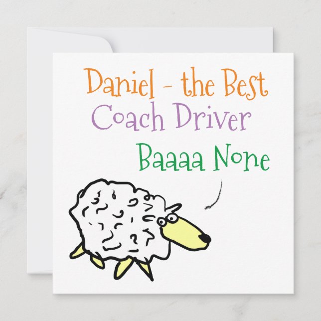 Sheep Design for a Coach Driver Holiday Card (Front)