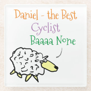 Sheep Design for a Cyclist Glass Coaster