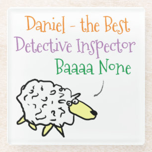 Sheep Design for a Detective Inspector Glass Coaster