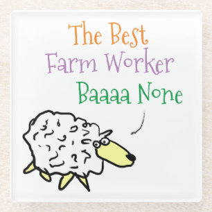 Sheep Design for a Farm Worker Glass Coaster