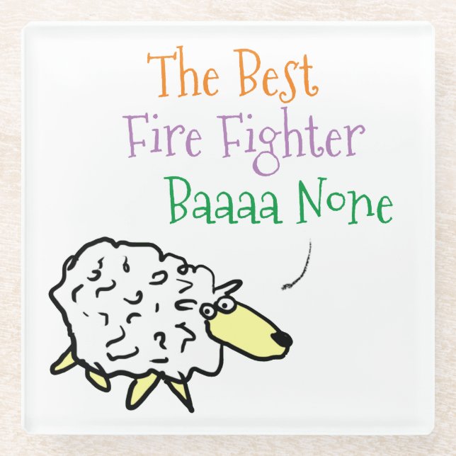 Sheep Design for a Fire Fighter Glass Coaster (Front)