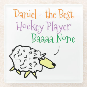Sheep Design for a Hockey Player Glass Coaster