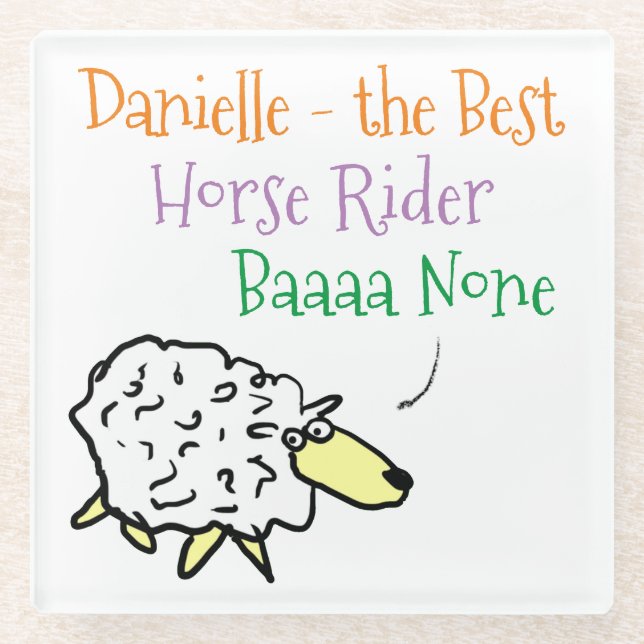 Sheep Design for a Horse Rider Glass Coaster (Front)