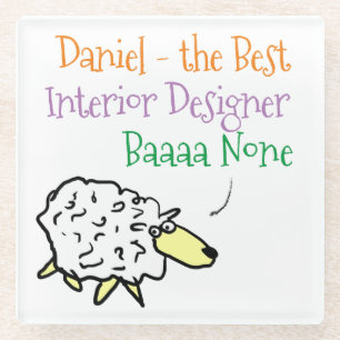 Sheep Design for a Interior Designer Glass Coaster