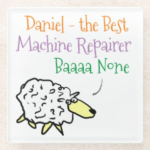 Sheep Design for a Machine Repairer Glass Coaster