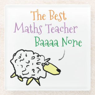 Sheep Design for a Maths Teacher Glass Coaster